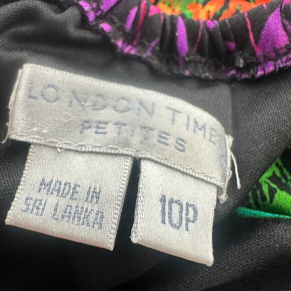 London Times Sleeveless Dress 10 petite Vibrant Colors Halter‎ Neckline Leaves - Picture 2 of 12